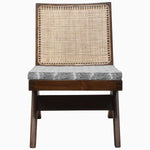 A vintage John Robshaw Armless Easy Chair in Faris Gray with a rattan seat. - 29410468462638