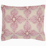 A pink and white pillow with a paisley pattern, perfect to pair with the John Robshaw Dasati Lotus Duvet Set. - 28736040075310
