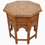 Antique natural bone inlay Moroccan side table made from Indian hard wood, brand name Furniture. - 29553992663086