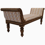 A John Robshaw Lanka Oyster Settee with an upholstered seat adorned with block printed fabrics. - 29413008965678