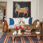 Blue Dancing Horse With Border Tapestry - 30148759355438