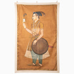Vintage hand-painted Prince Admiring Tapestry of a man holding a drum by John Robshaw. - 30148882202670