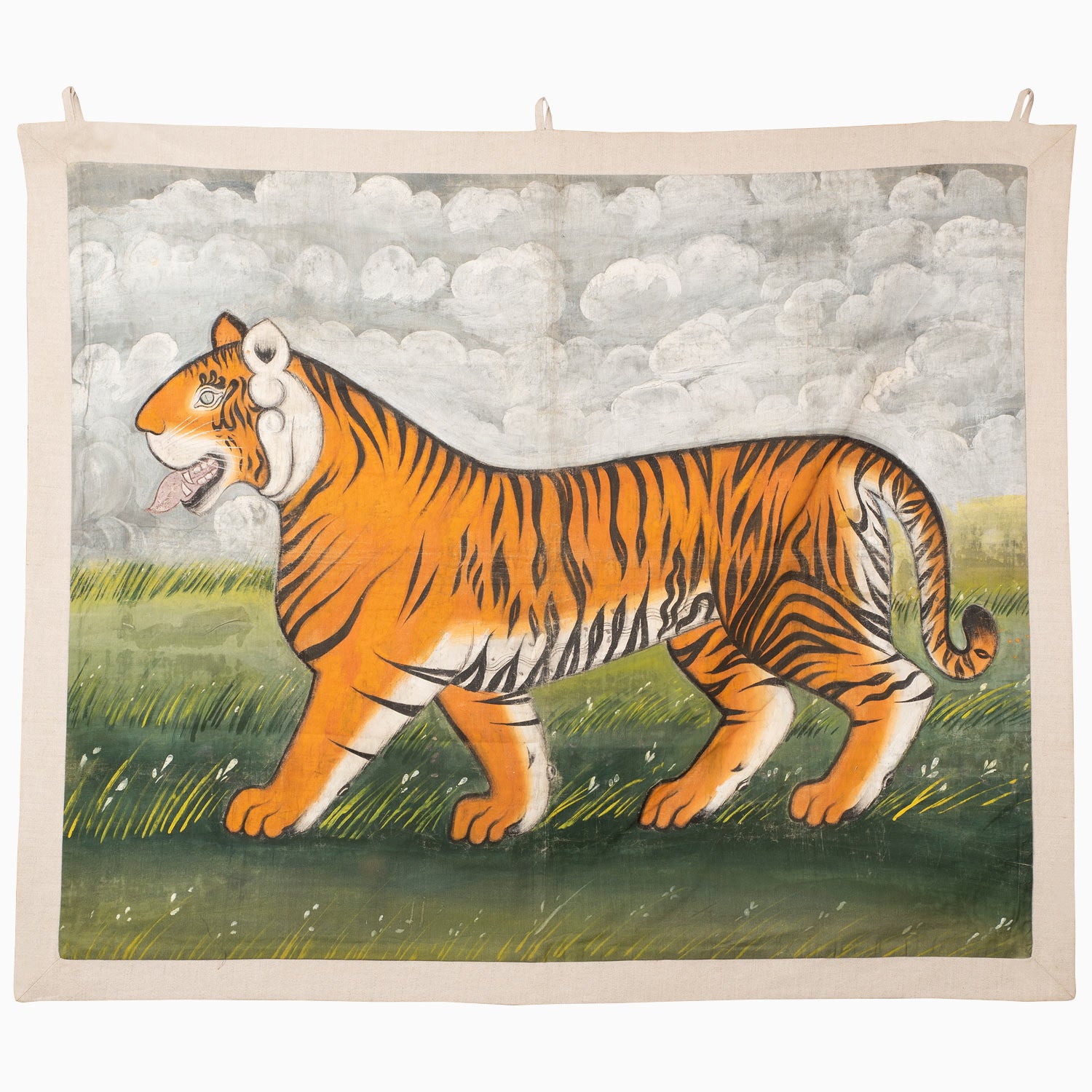Tiger on Grassy Plain Tapestry Main