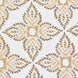 A golden paisley protective symbol on a white background, featuring the Diba Silver Fabric by John Robshaw.