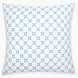A Layla Azure Quilt by John Robshaw, with a geometric pattern made of cotton voile.