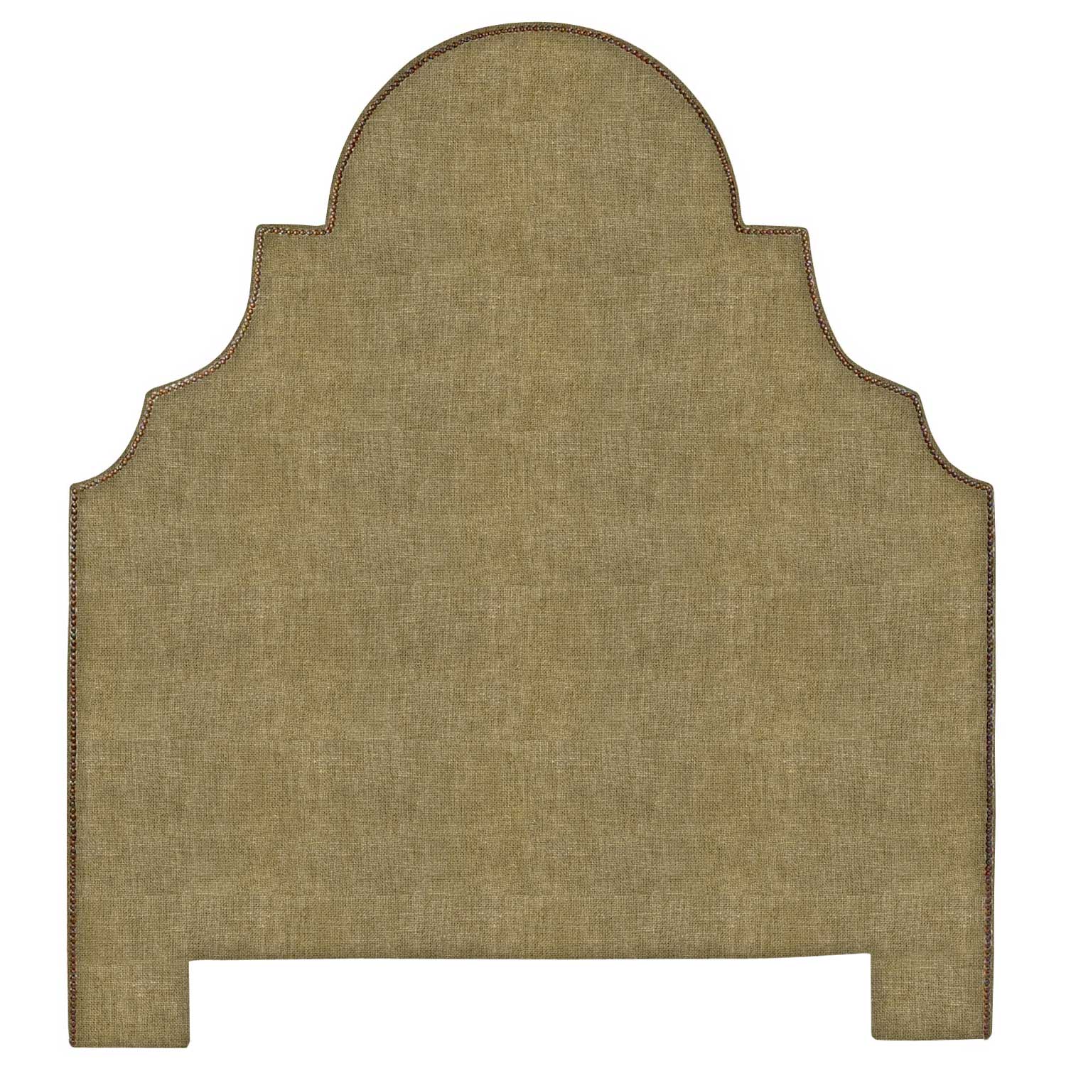 A Custom Dara Headboard by John Robshaw with an arched design offering white glove delivery.