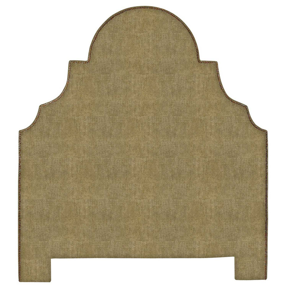 A Custom Dara Headboard by John Robshaw with an arched design offering white glove delivery.