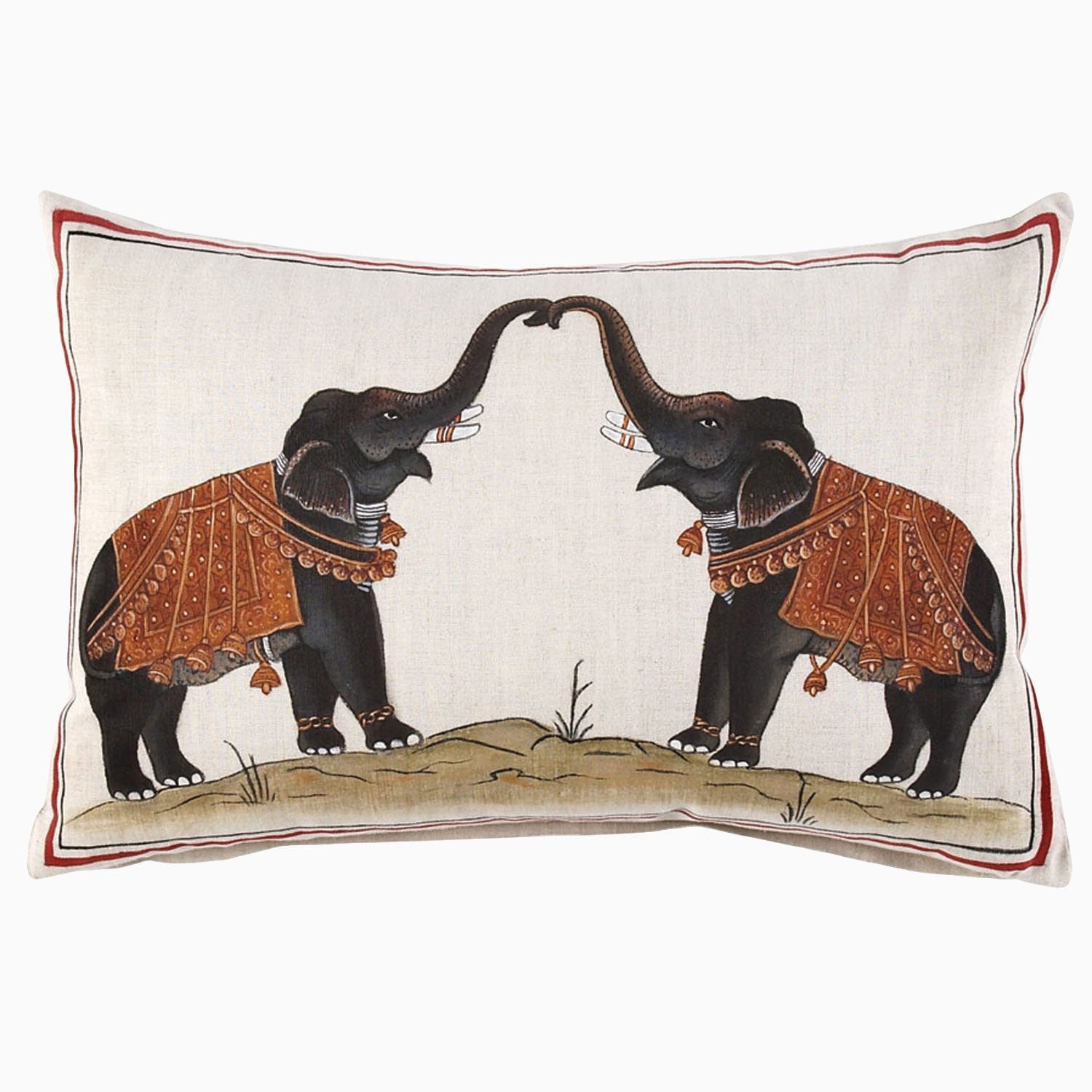 A Two Elephants Decorative Pillow designed by John Robshaw.