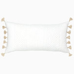 A white Sahati Sand Bolster with hand stitching and cotton bolsters made by John Robshaw. - 30252464144430