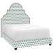 A Custom Dara Bed by John Robshaw with a green and white polka dot pattern for shipping.