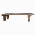 An antique John Robshaw Wooden Naga Coffee Table 4, made of hardwood, with two legs, on a white background. - 29224449310766
