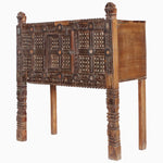 A vintage John Robshaw Wooden Carved Manjoo Skinny chest intricately carved with ornate designs. - 28341630730286