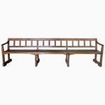 An antique John Robshaw Long Teak Bench 4, made of hardwood, prominently displayed against a white background. - 29224489549870