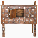 A storage cabinet with a Wooden Carved Manjoo Mirrors 4 door by John Robshaw. - 29224345042990