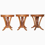 Wooden Teak Round Table With Curved Legs - 29224427913262