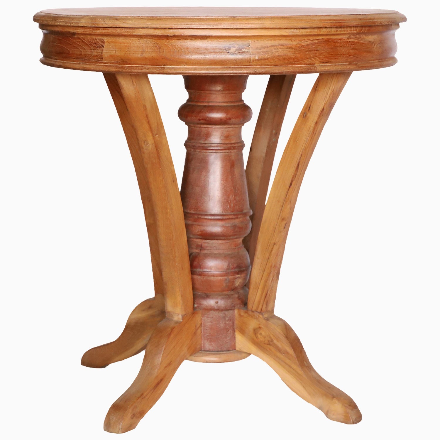 Wooden Teak Round Table With Curved Legs Main
