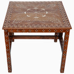 A John Robshaw Wooden Inlay Table 4 with a bone inlay square design. - 30273406304302