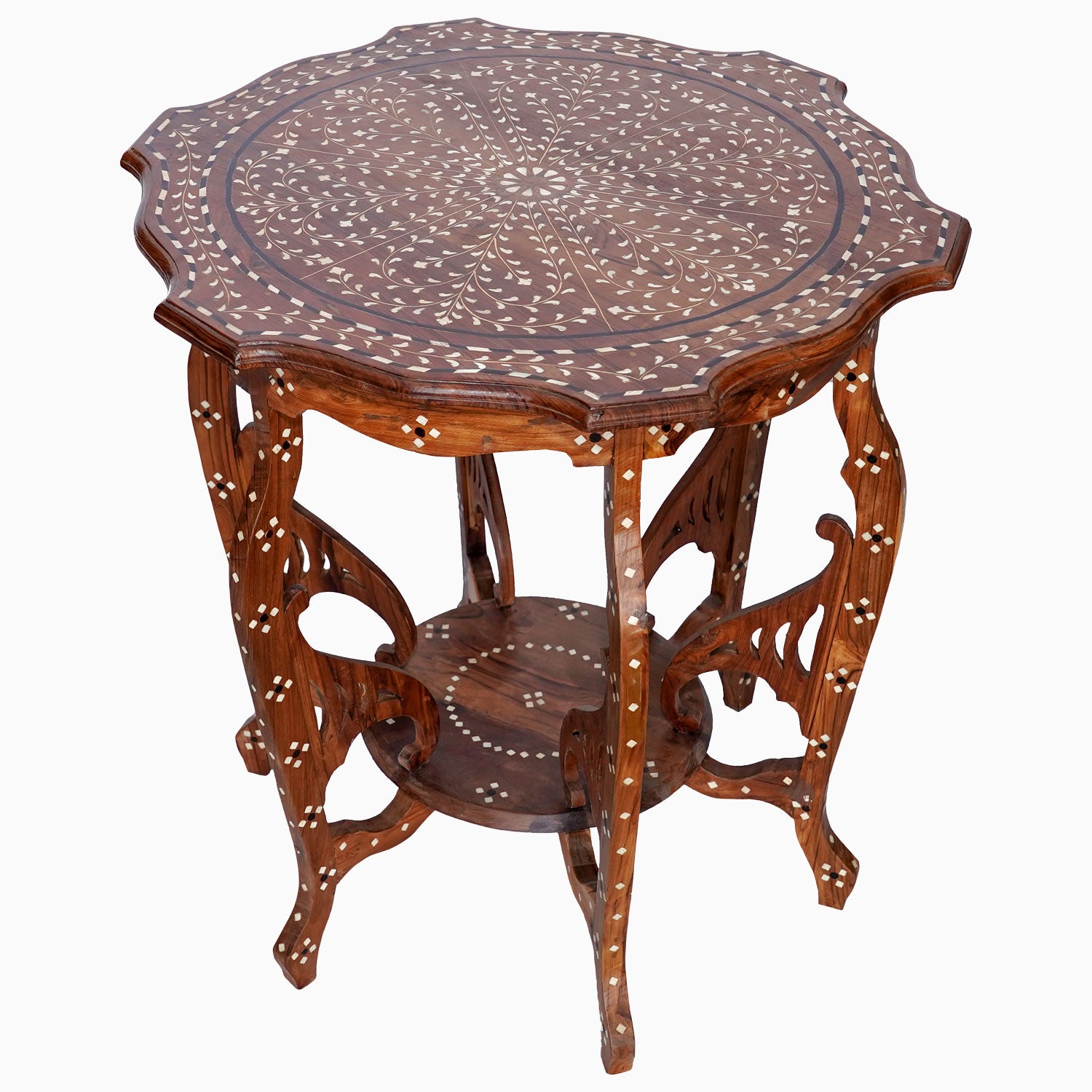 Round Wooden Inlay Table 10 - John Robshaw - John Robshaw Textiles