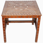 A John Robshaw Wooden Inlay Table 4 with a floral design on it. - 30273406271534