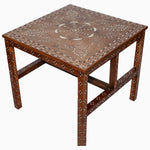 A John Robshaw Wooden Inlay Table 4 embellished with an intricate intarsia design. - 30273406238766
