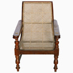 This vintage John Robshaw Teak Wooden Planter Chair 2 has a rattan seat and is made of teak wood. - 30296352063534