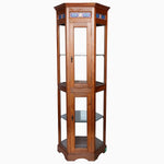 A John Robshaw Wood and Glass Curio Cabinet showcasing treasures. - 30296355176494