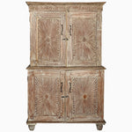 Light Wooden Carved Cabinet - 2 Parts - 30296385945646