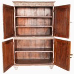 Light Wooden Carved Cabinet - 2 Parts - 30296385978414