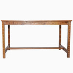 An antique John Robshaw wooden table with metal legs and a bone inlay top. - 30273398472750