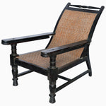 A vintage Teak Wooden Planter Chair 1 made by John Robshaw with a rattan seat. - 30292949925934