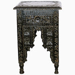 An ornate Wooden Carved Ebony Teapoy end table from Gujarat, India. - 30292950548526