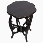 A John Robshaw Teak Wooden Side Table 5 with curved legs and an ornate design. - 30296325521454