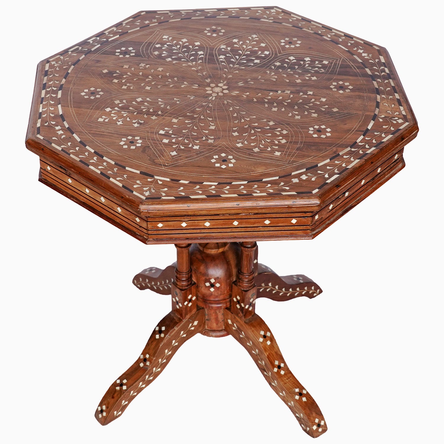 Octagonal Wooden Inlay Side Table 2 Main