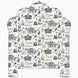 A John Robshaw Custom Bihar Headboard with a blue and white pattern, available for white glove delivery.