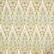 A blue and yellow paisley pattern inspired by Mughal gardens, hand block printed on a white background with traditional craftsmanship, the Marmar Seaglass Fabric by John Robshaw.