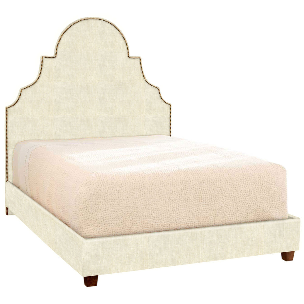 A Custom Dara Bed by John Robshaw with a white glove delivery option, including a headboard and footboard.