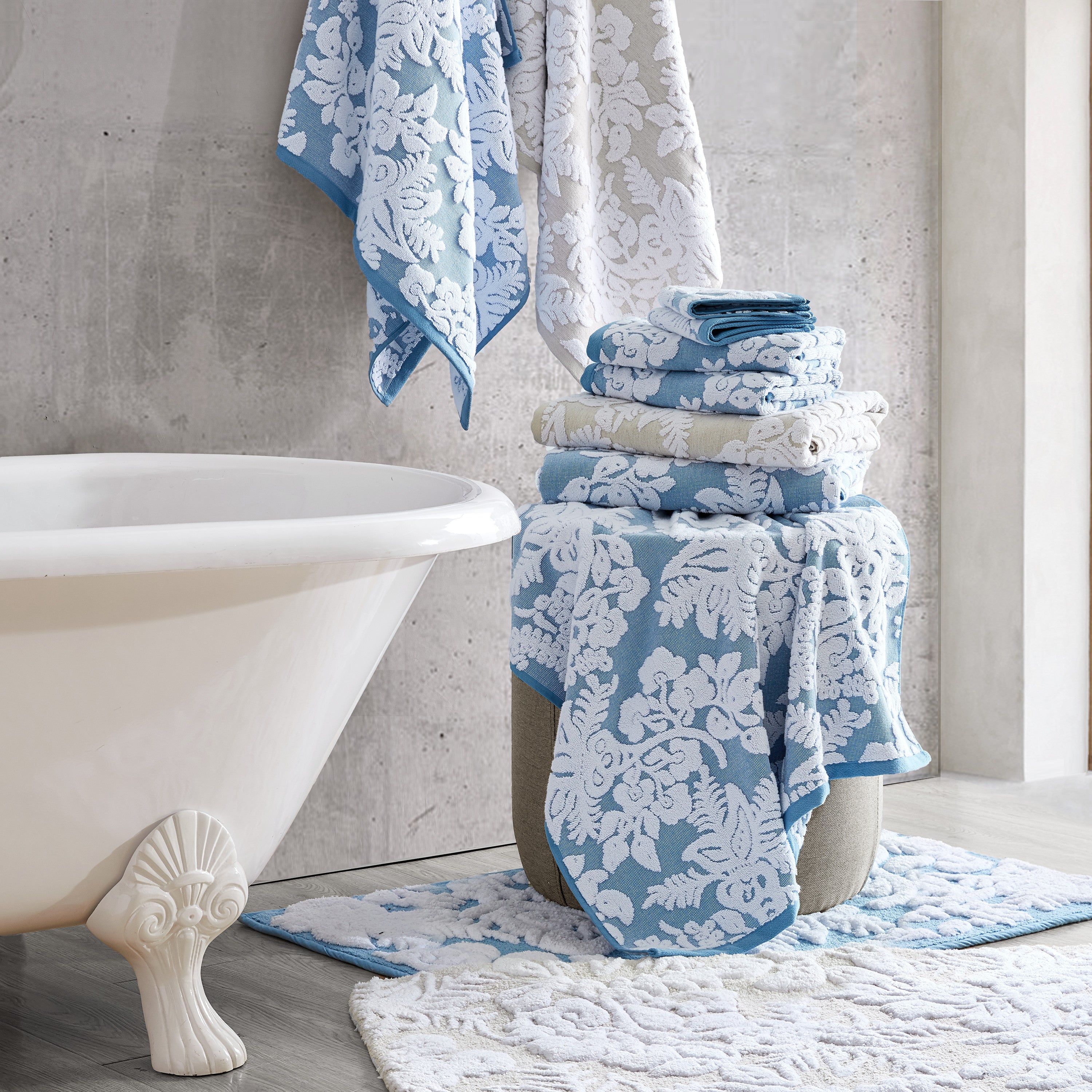 John Robshaw Textiles  Pasak Linen Bath Towel - Brown/White - John Robshaw