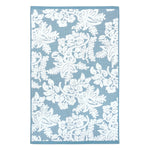 An embroidered Pasak Blue Bath Towel with John Robshaw floral design on a white background. - 28268378226734