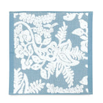 A John Robshaw blue and white Pasak Blue Bath Towel with an embroidered floral pattern. - 28268378128430