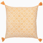An Atulya Marigold Decorative Pillow by John Robshaw with hand stitched edging and tassels on it. - 29981035593774