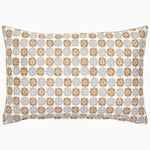 A hand-stitched Bhavin Metallic Kidney Pillow with an orange and grey block printed geometric pattern by John Robshaw. - 29981036806190