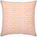 A Chetas Decorative Pillow by John Robshaw, hand block printed in pink and orange with a floral pattern. - 30049717026862
