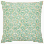 A Divit Sage Decorative Pillow by John Robshaw, featuring a hidden zipper closure and hand block printed. - 29981040607278
