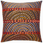 An abstractly embroidered Himmat Decorative Pillow by John Robshaw in vibrant colors. - 29981043032110