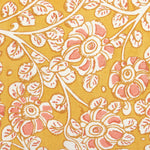 A yellow and pink floral pattern on Viraj Kidney Pillow by John Robshaw. - 29995581702190