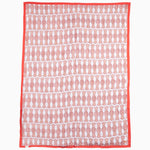 A pink and white Kota Oyster Suzani Blanket with a geometric pattern, originating from Central Asia, made by John Robshaw. - 30265273352238