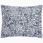 An Ira Indigo Organic Duvet pillow with a white border made of organic cotton. (Brand Name: John Robshaw) - 29980989882414