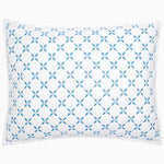 A Layla Azure Quilt pillow by John Robshaw with a blue and white geometric pattern. - 29981019865134