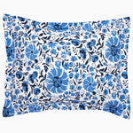A blue and white floral Zoya Azure Organic Duvet pillow sham made from organic cotton by Duvets & Shams. - 29980998697006