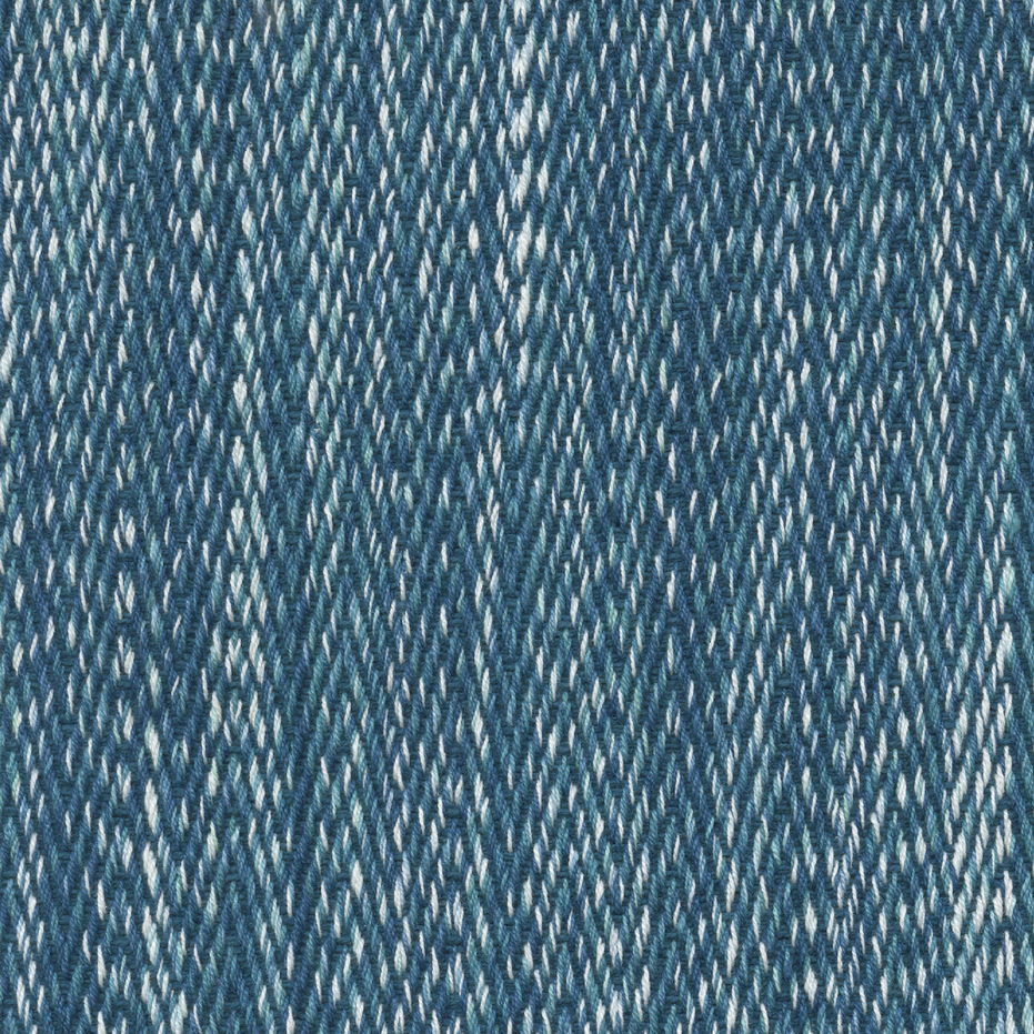 A heavyweight, handwoven Tapasa Peacock Fabric in blue and white stripes, by John Robshaw.